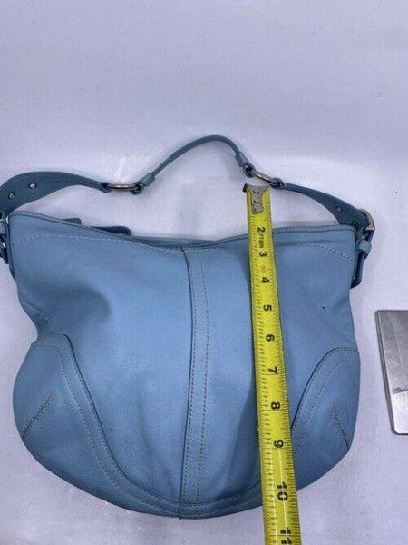 coach large light blue leather shoulder bag