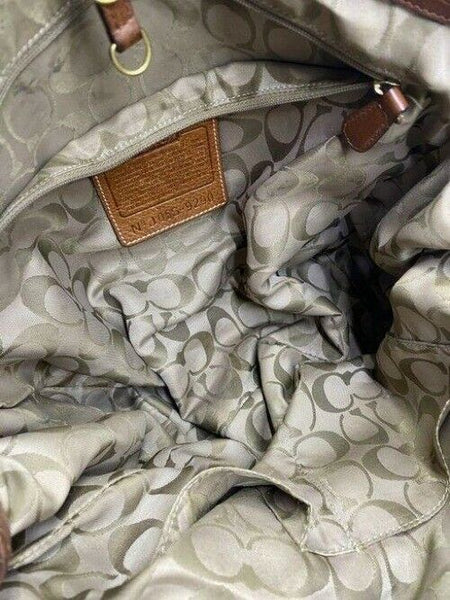 coach w medium w braided design whiskey brown leather shoulder bag