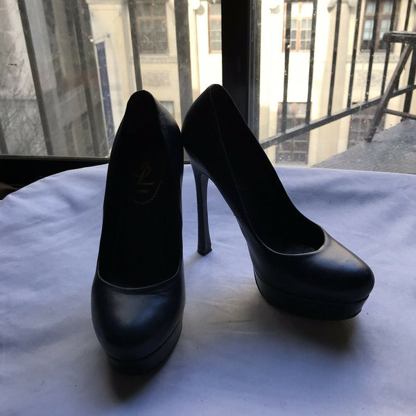 YSL Yves Saint Laurent Classic Navy leather High heels 6.5