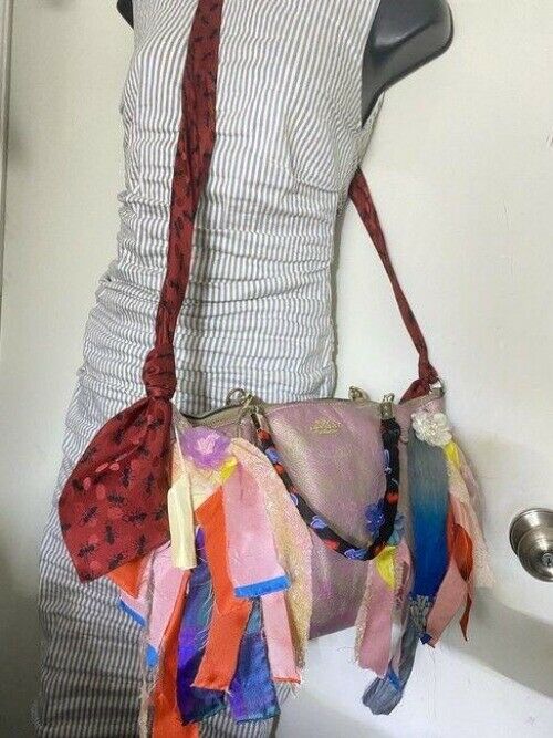 Coach shoulder bag w hand shoulder customized by me w applique purple gold tote