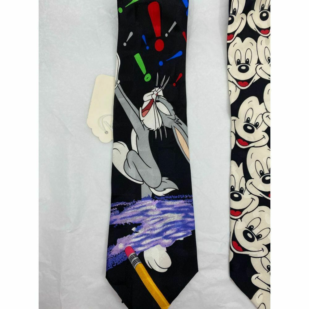 New Lot of 3 Neck tie Disney, Looney Tunes Black Red White Total Msrp 75
