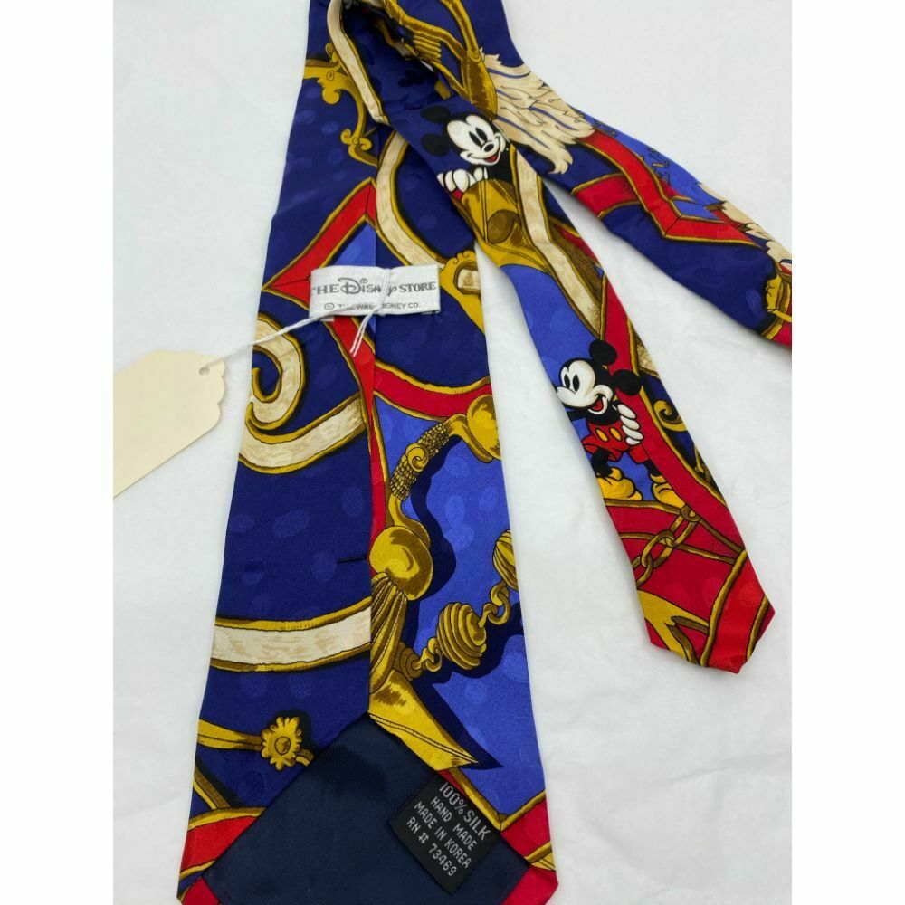 MICKEY MOUSE Disney Neck Tie Blue Red Orange Hand Made 100% Silk