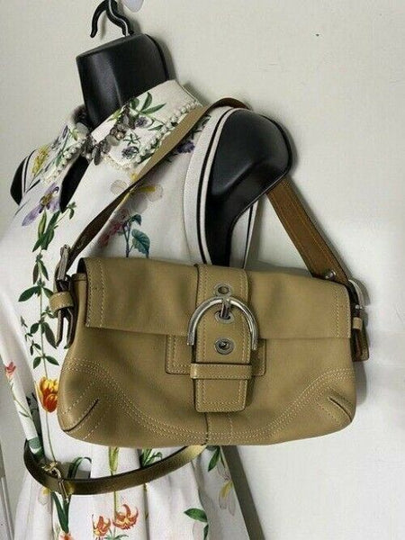 coach mini purse tan leather hobo bag