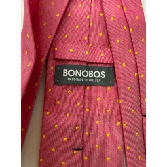 New BONOBOS Pink Yellow Polka Dot Premium Neck Tie
