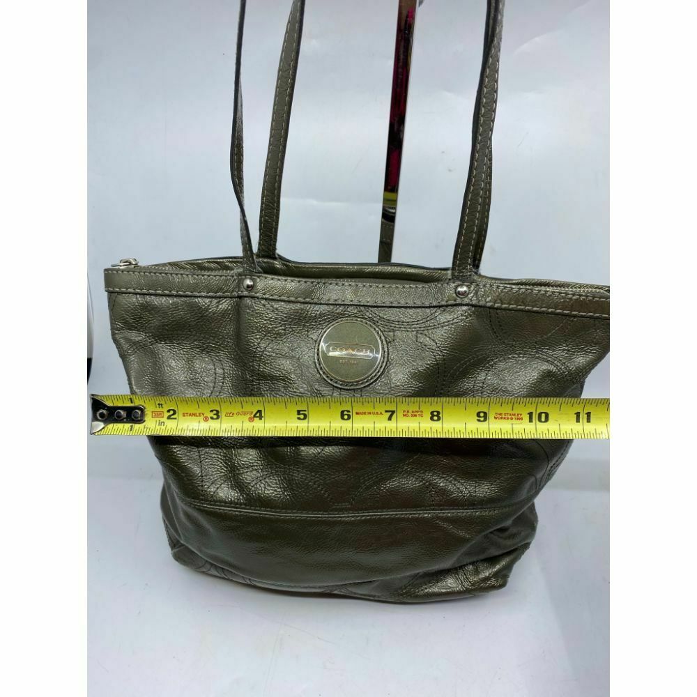COACH Large Patent Leather Silver Gold Shoulder Bag