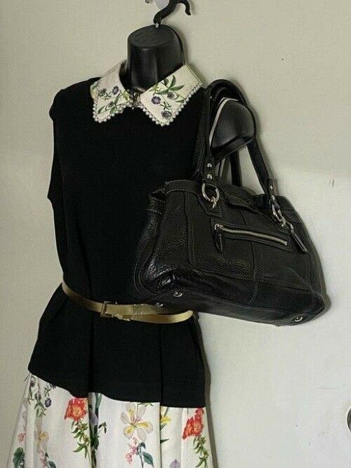coach large black leather shoulder bag