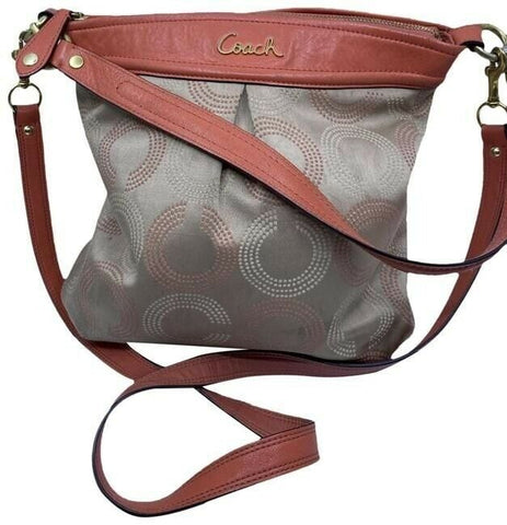 Coach Classic Orangepink Fabric Cross Body Bag