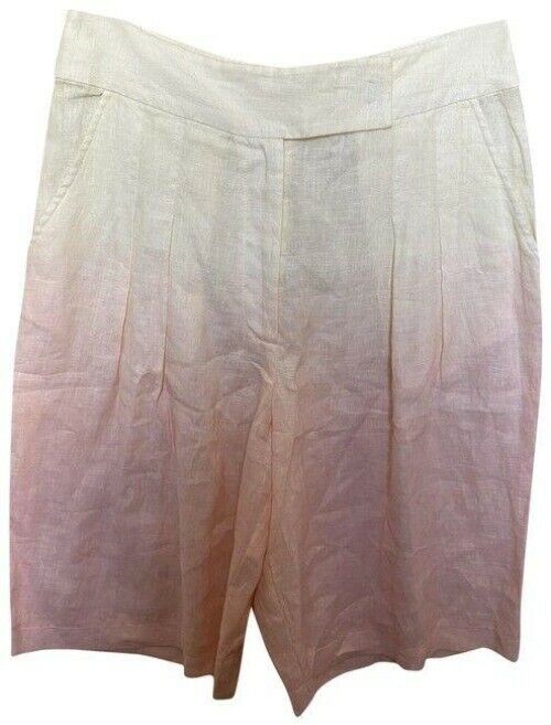 Nicole Miller pink off white new linen msrp small shorts