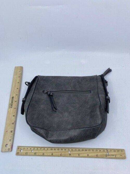 mms design studio zipper gray leather cross body bag