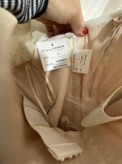Unbranded Champagne W Gown W Beads Long Cocktail Dress