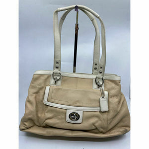 COACH Medium/ Large Leather Tan White Shoulder Bag