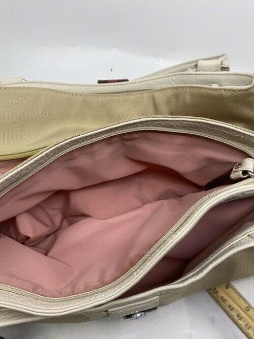 Cole Haan Courtney Vintage Roll Collection Beige Canvas Shoulder Bag