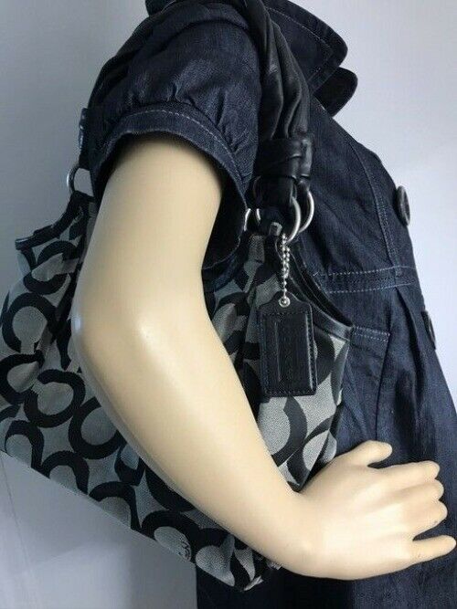Coach Triple Compartment Style Large Blackgray Fabric Tote