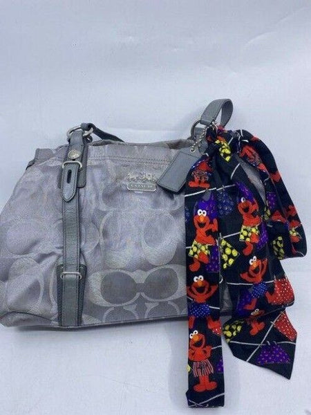 coach w w detachable specialty tie accent silver shoulder bag