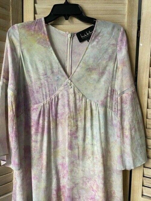Nicole Miller Multicolor New Opal Dye Bell Sleeve Msrp Short Casual Dress