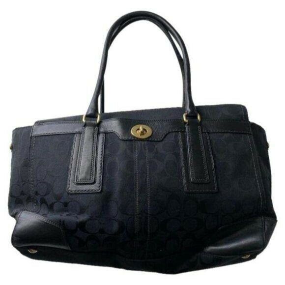 COACH Large Black Jacquard Fabric Tote Bag