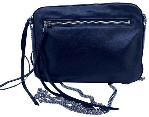 Allsaints Fleur De Lis Black Soft Leather Cross Body Bag