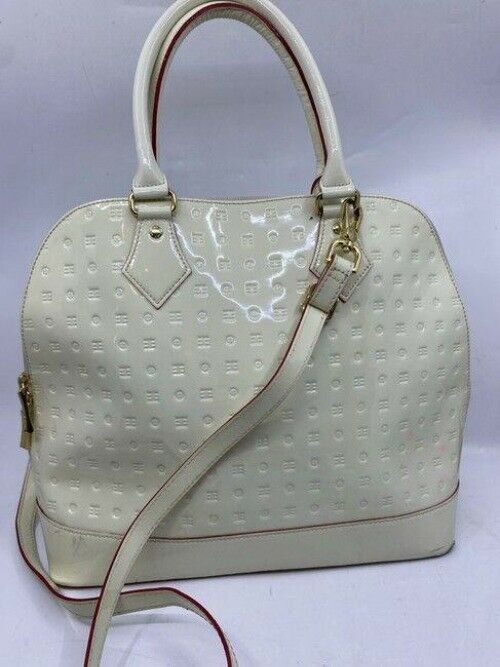 arcadia large handbag w strap white patent leather cross body bag