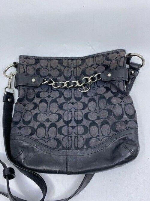 Coach Black Gray Fabric Cross Body Bag