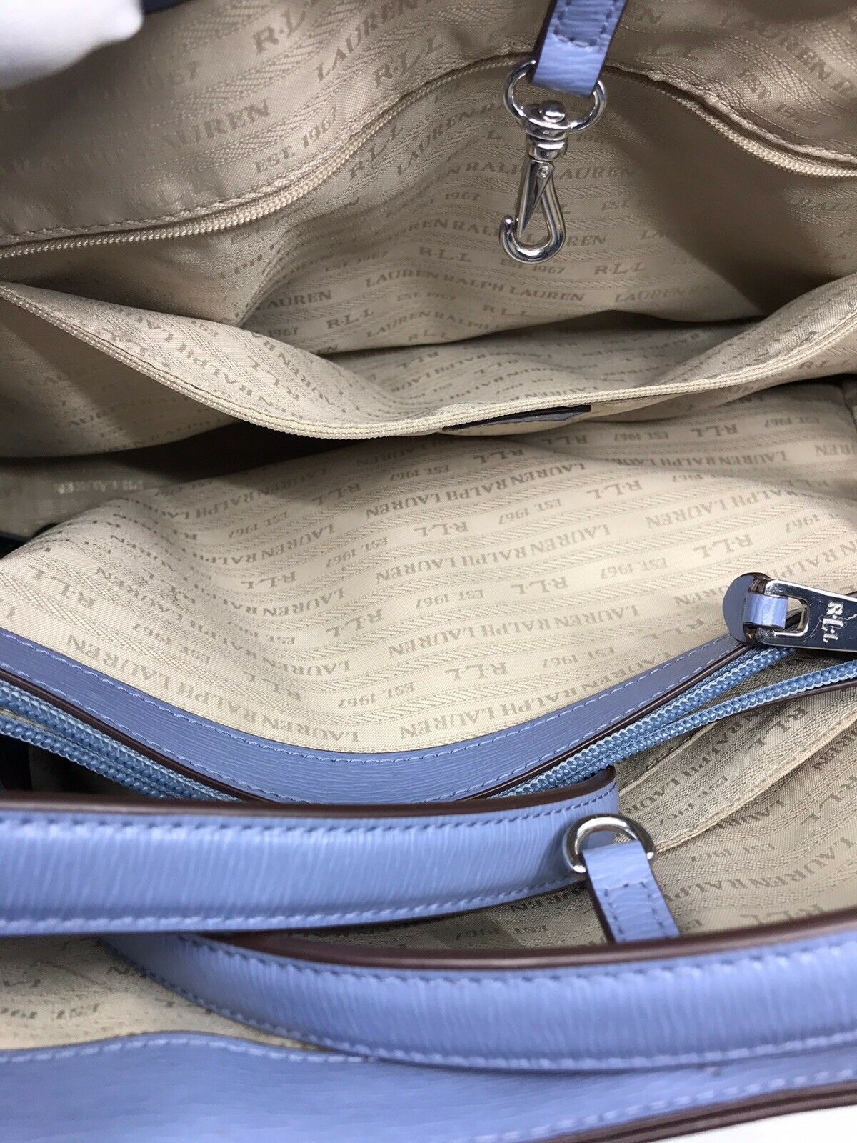 RALPH LAUREN BLUE Large  Leather Tote
