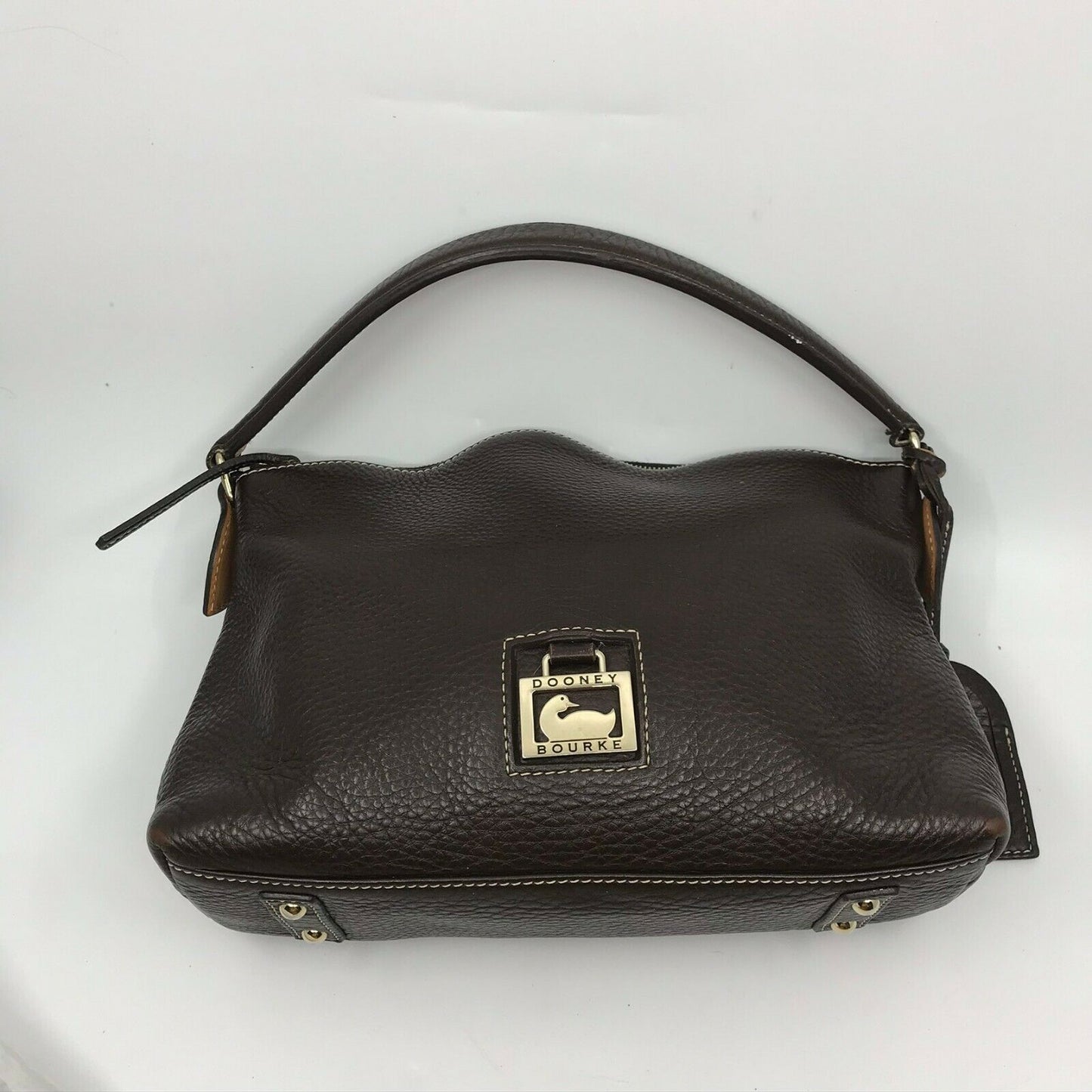 Dooney & Bourkek Brown Medium Leather Canvas Tote