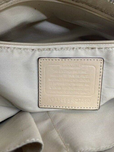 coach w w detachable specialty tie accent tan white shoulder bag