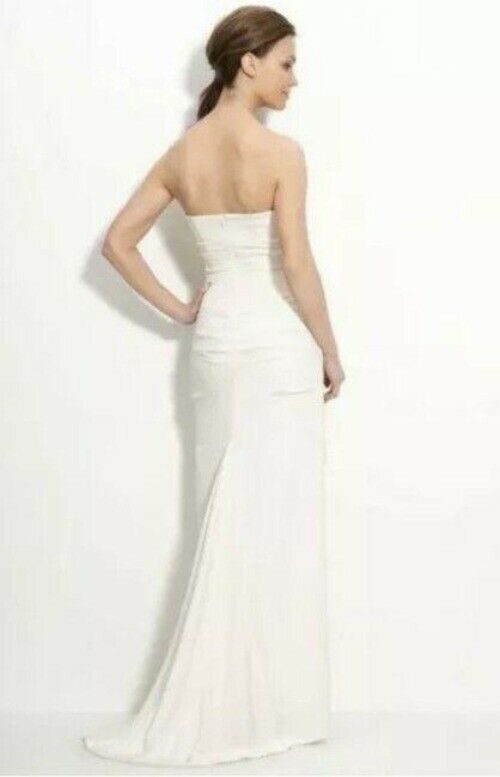 Nicole Miller Ivory Strapless Rouged Gown Msrp