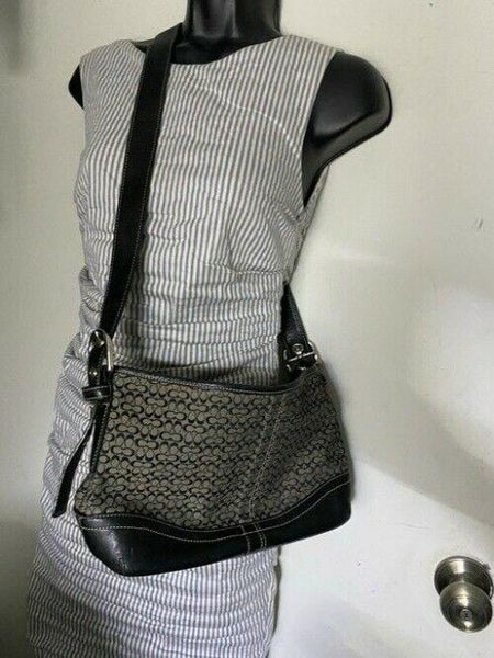 Coach Black Beige Fabric Cross Body Bag