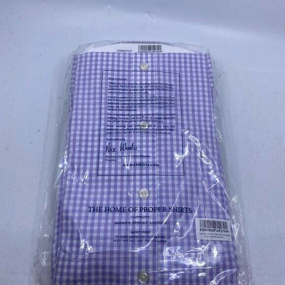 Charles Tyrwhitt purple non iron natural cool poplin check slim fit SS shirt