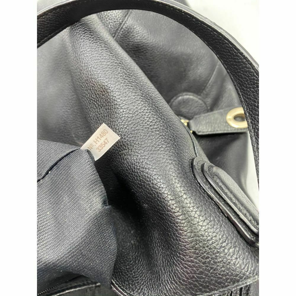Coach Black Leather Classic Tote Bag Multiple Compartments