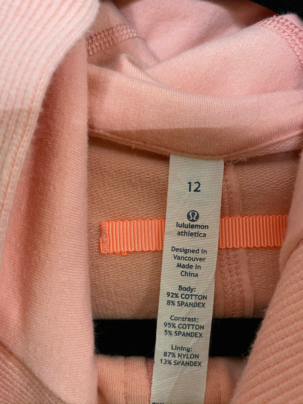 LULULEMON Womens Light Orange Long Sleeves Stylish Hoodies Size: 12