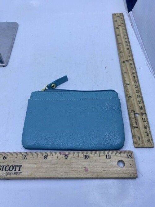 Lodis Soft Blue Leather Change Purse Cosmetic Bag