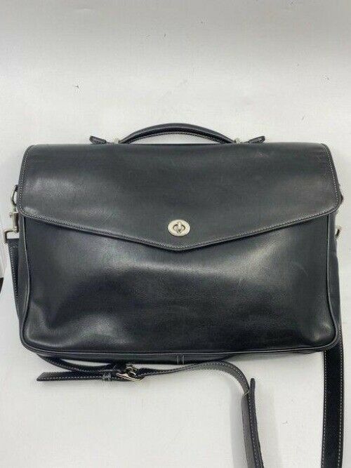 coach vintage black leather messenger bag