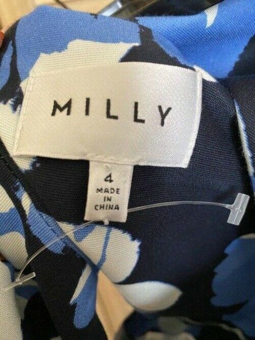 milly blue white new printed msrp short formal dress