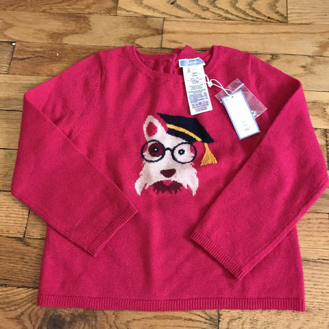 NWT! JACADI Red Knit LS Woof! Sweater Sz 4yr