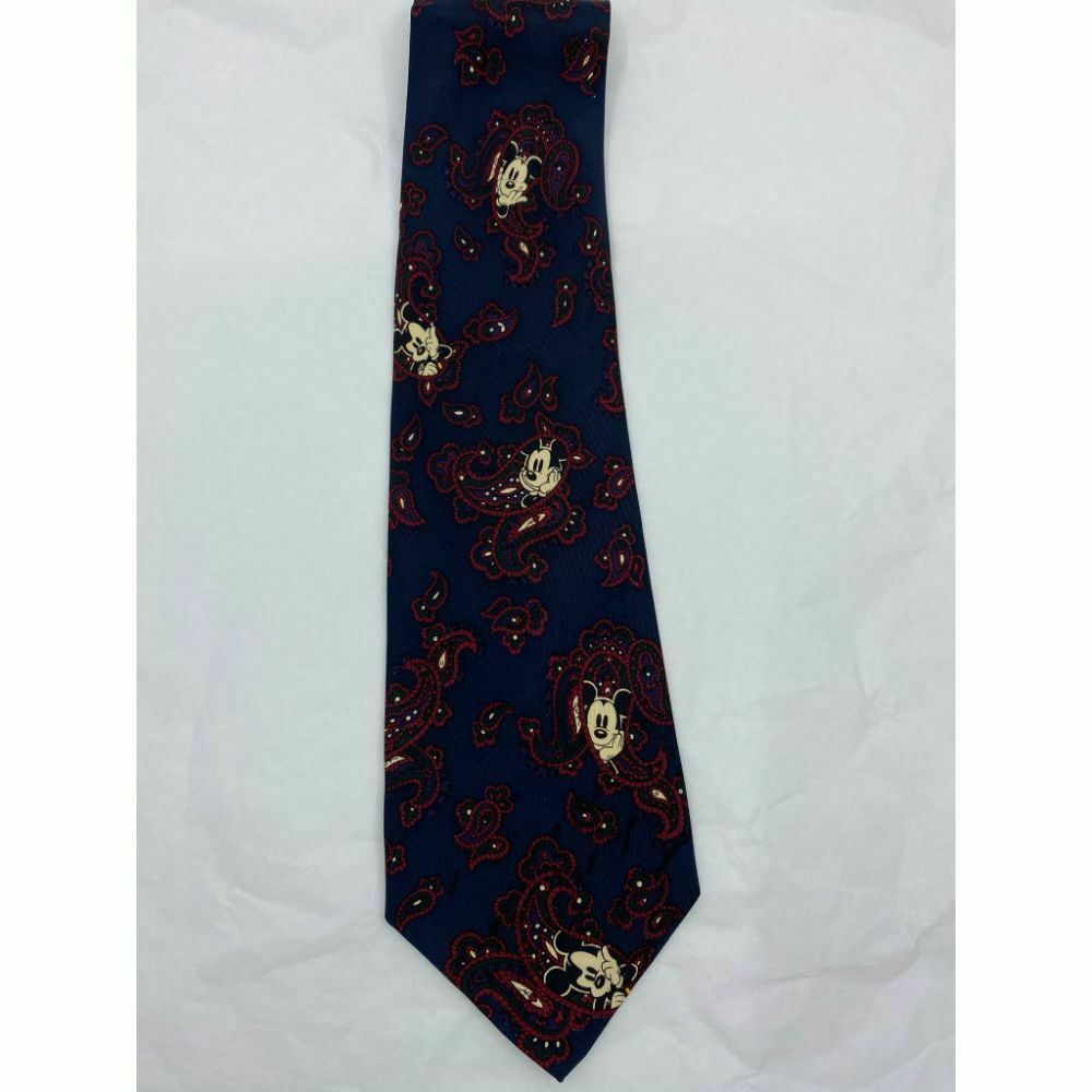 New! MICKEY MOUSE Disney Neck Tie Blue Black Red 100% Silk Handmade