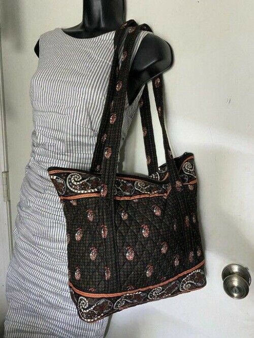 Vera Bradley Large Quilted Gray Tan White Shoulder Bag