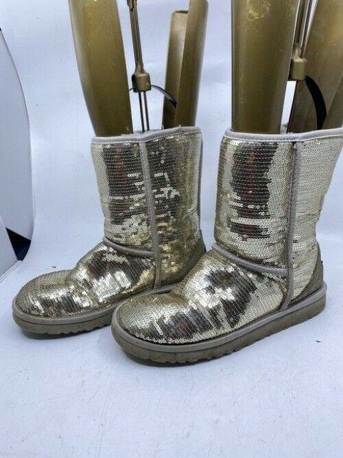 Ugg Australia Silver Fashion Sequin Great Condition Bootsbooties Size Us