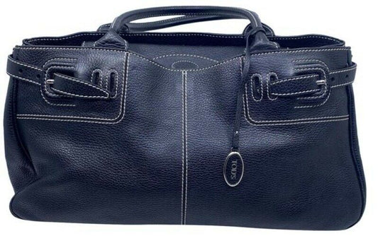 Tod S Drawstring Black Leather Shoulder Bag
