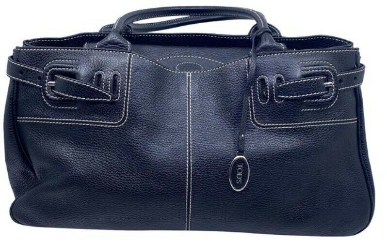 Tod S Drawstring Black Leather Shoulder Bag