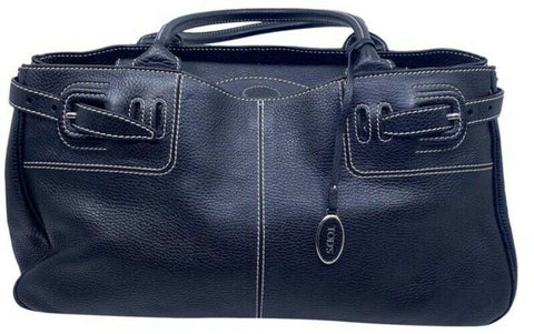 Tod S Drawstring Black Leather Shoulder Bag