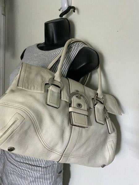 coach medium bag handbag off white leather shoulder bag