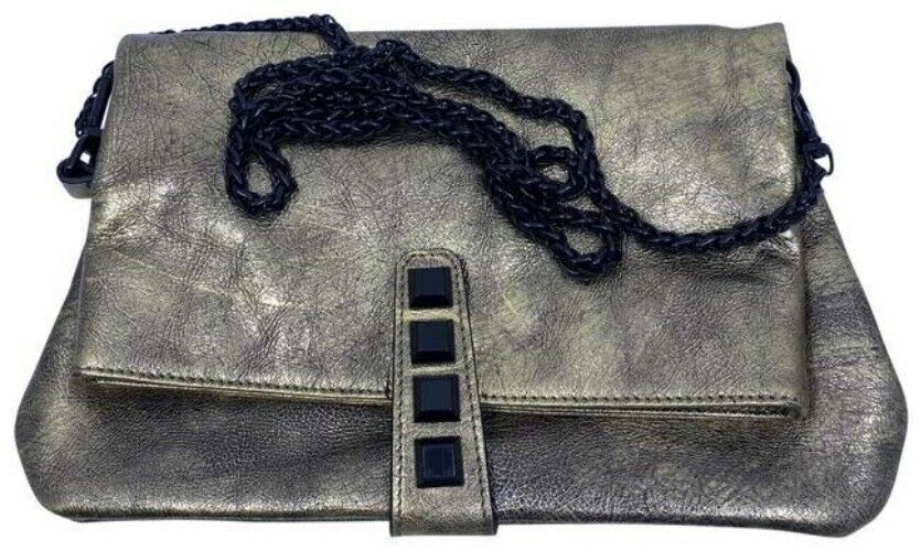 Nicole Miller Nwot Msrp Gold Leather Cross Body Bag