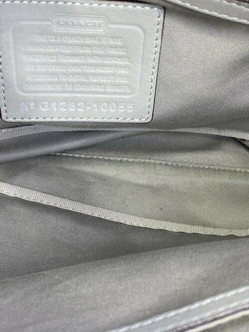 coach medium size gray jacquard fabric cross body bag