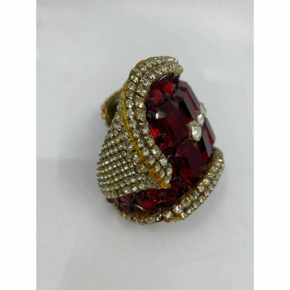 Rare! WENDY GELL Signed 1983 Red Be jewelled Cuff Bracelet