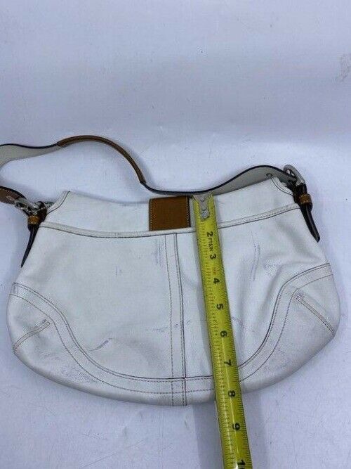 coach white brown leather shoulder bag