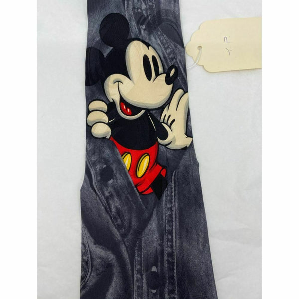 New! MICKEY MOUSE Disney Neck Tie Gray White 100% Silk Handmade