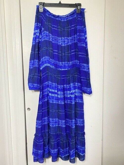 nicole miller blue new tie dye off the shoulder msrp