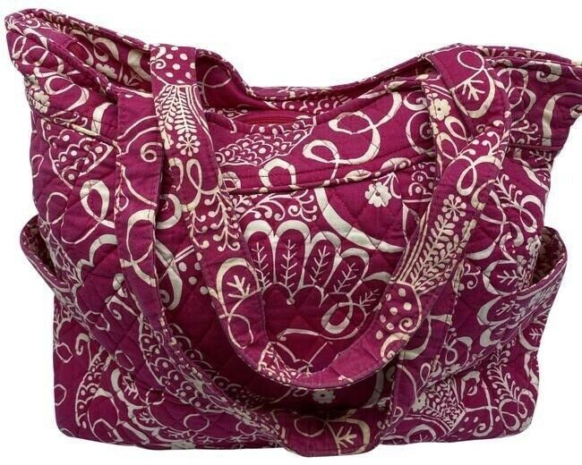 Vera Bradley Large Quilted Pink White Shoulder Bag