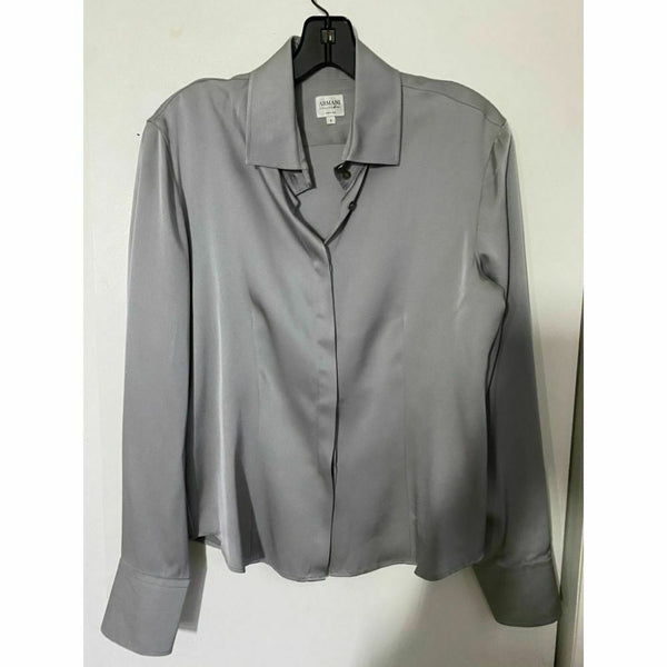 Armani Collezioni Silk Long Sleeves Top Gray Size 8